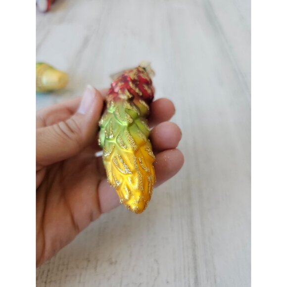 Old world OWC cone acorn Glass ornament gold rainbow Xmas tree - Picture 9 of 9